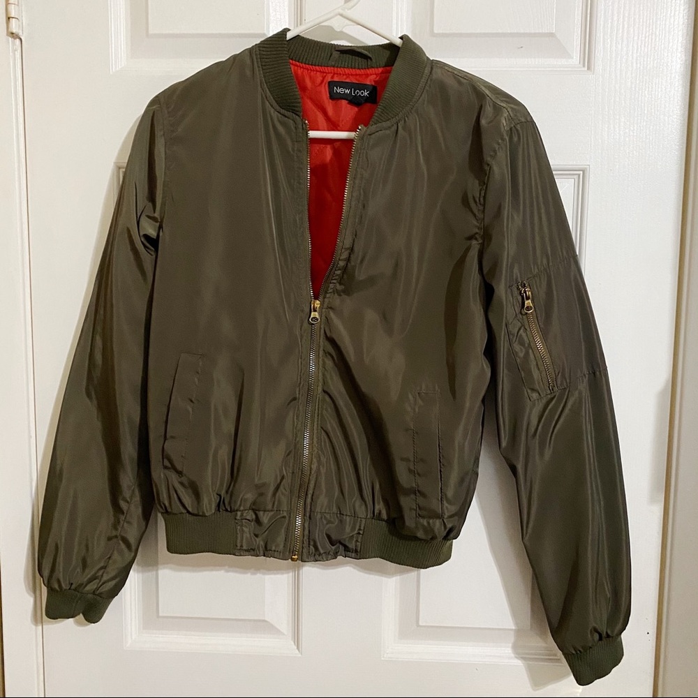New Look Navy Green Bomber Jacket